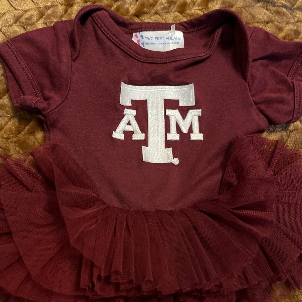 Two Feet Ahead Maroon Girls' Tutu Dress with White Logo